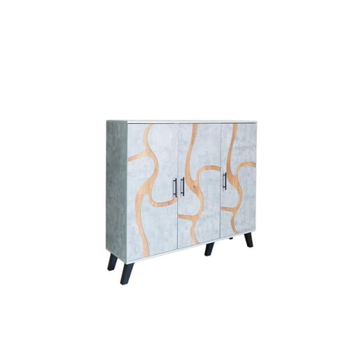 دولاب احذية 3 درفات خشب ماليزي 5 أدوار - رمادي فات...