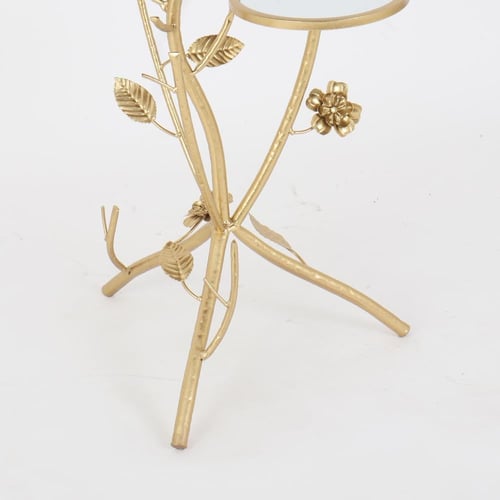 طاولة خدمة - مركن بأسطح زجاج - لون ذهبي