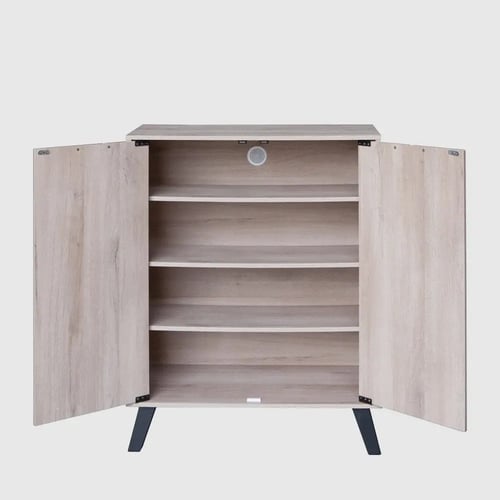 خزانة أحذية خشب ماليزي – 4 أدوار ببابين – لون بيج...