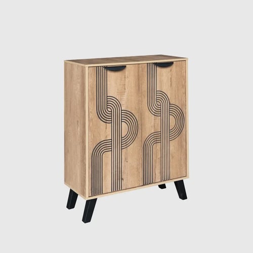 خزانة احذية خشب 4 أدوار بابين - خشبي أنيق