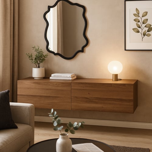 كونسول معلق بتصميم خشبي أنيق