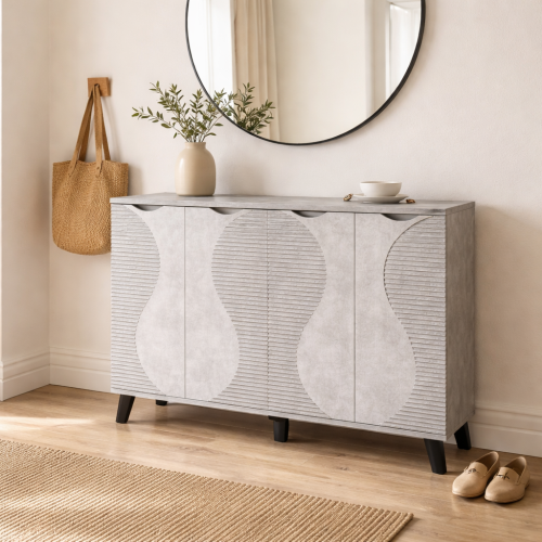 خزانة أحذية 4 أبواب خشب ماليزي 160 سم - لون رمادي