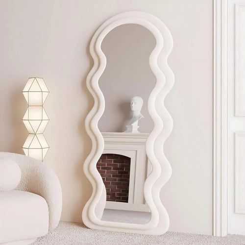 مرآة طويلة ويفي إيليغانس - لون أبيض