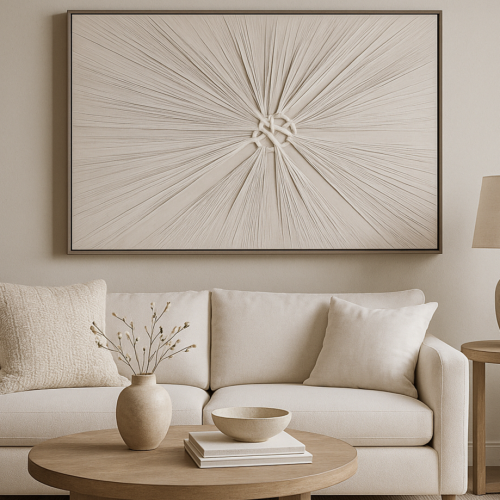 لوحة تجريدية - تأثير نسيجي مودرن - إطار خشبي