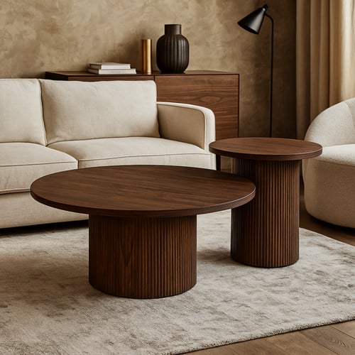 طقم طاولتين خشب MDF بني داكن