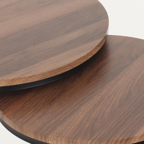 طقم طاولات خدمة بني - قواعد معدن أسود