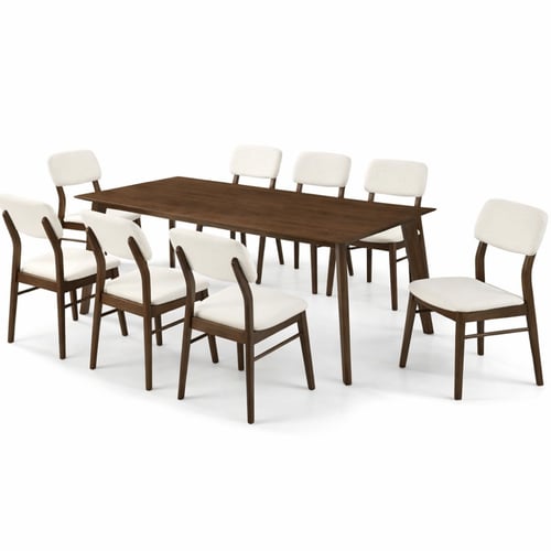 طاولة طعام بتصميم بسيط وعصري، سطح خشبي دافئ وأرجل...