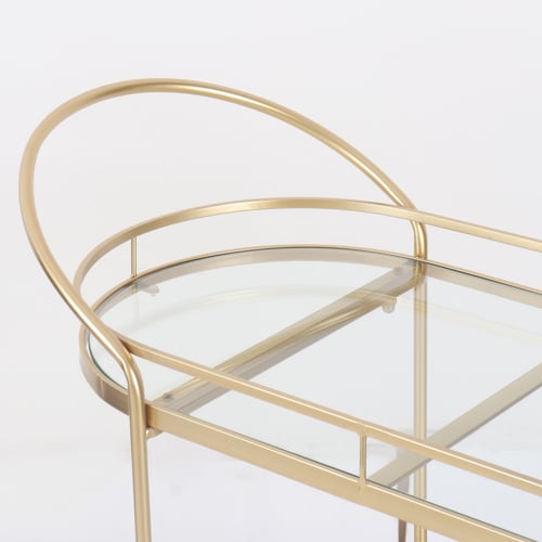 عربة تقديم ذهبي ذات سطحين زجاج