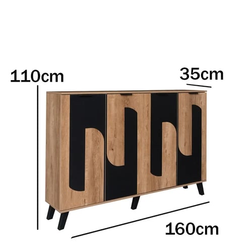 خزانة أحذية 4 أبواب خشب ماليزي 160 سم - خشبي مع أس...