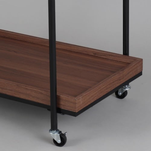 عربة تقديم بعجلات - 2 سطح خشبي مستطيل