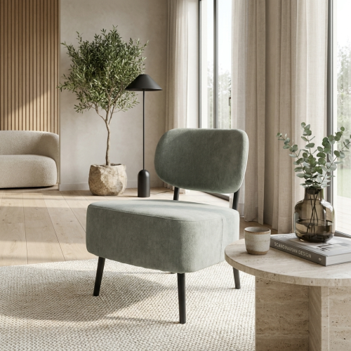 كرسي عصري بتصميم بسيط، يجمع بين الراحة والأناقة لي...