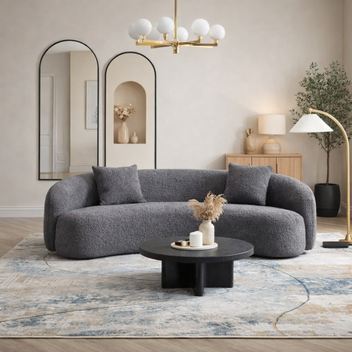 رويال | كنبة استرخاء بتنجيد قماش بوكليه ناعم – خشب...