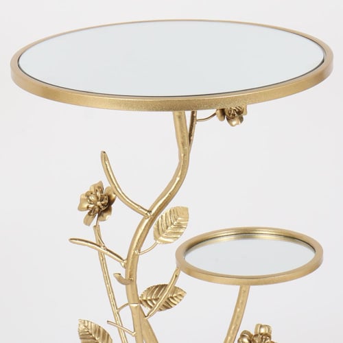 طاولة خدمة - مركن بأسطح زجاج - لون ذهبي