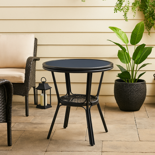 طاولة جانبية دائرية أنيقة، مثالية للحديقة أو السطح...