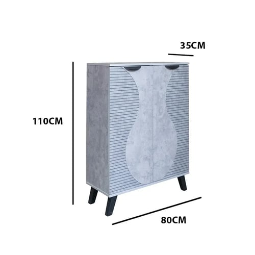 خزانة احذية بابين - رمادي