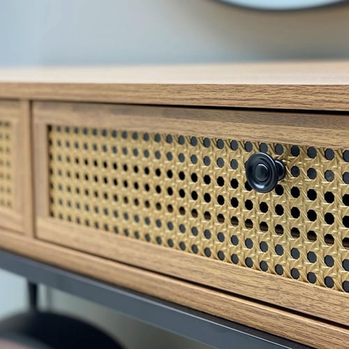 مدخل خشبي عريض - أدراج مزخرفة - رف للتخزين