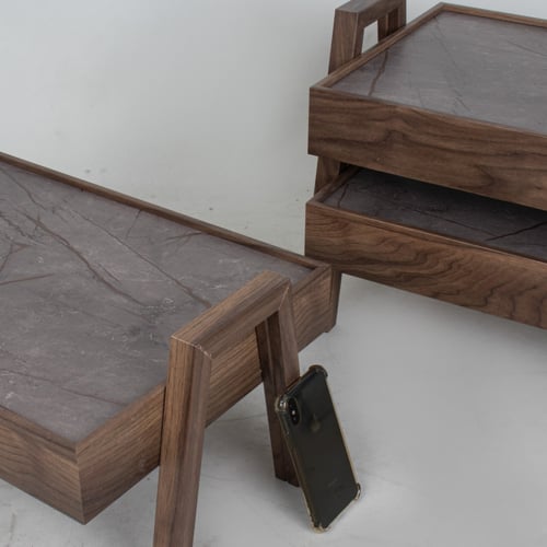 طقم طاولات ارضيه مستطيلة الشكل - سطح شبيه بالرخام