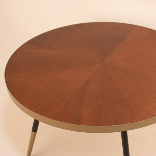 طاولة خدمة - قواعد حديدية أسود وذهبي - سطح خشبي