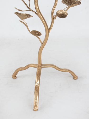 طاولة مفرد - سطح زجاجي مستطيل - قواعد ورود حديدية...