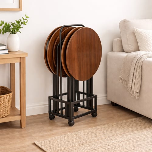 طقم طاولات ضيافة قابلة للطي بتصميم عملي وأنيق، بسط...