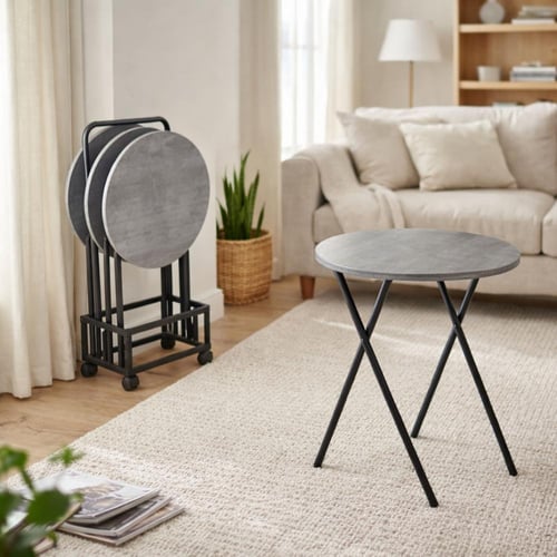 طقم طاولات ضيافة قابلة للطي بتصميم عملي وأنيق، بسط...