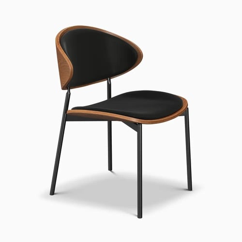 كرسي عصري أنيق يجمع بين الخشب الدافئ والتنجيد الأس...