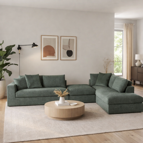 رويال | كنبة زاوية فاخرة بتنجيد بوكلية فخم – لون أ...