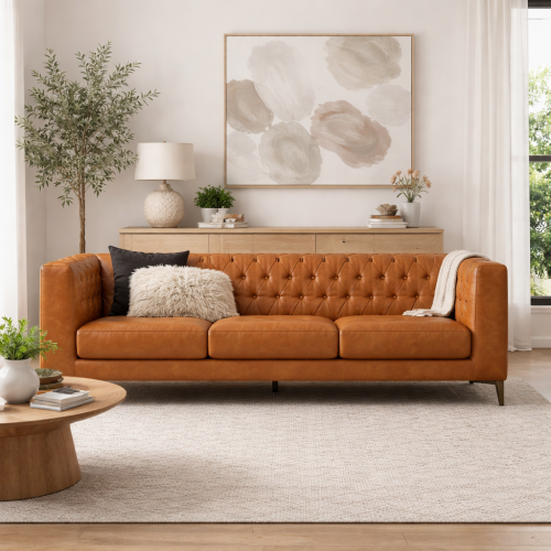 رويال | كنبة استرخاء جلدية فاخرة – خشب سويدي – بني...