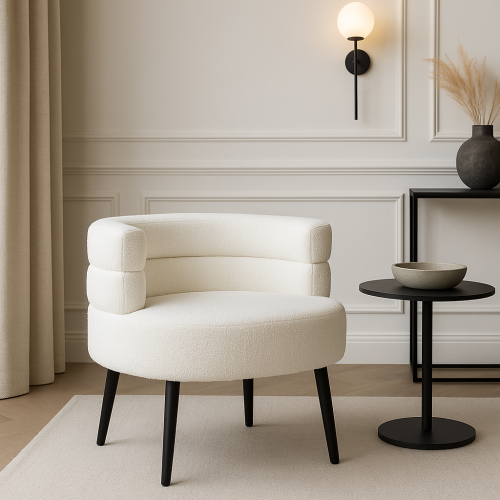 كرسي بوكليه مفرد - لون أبيض