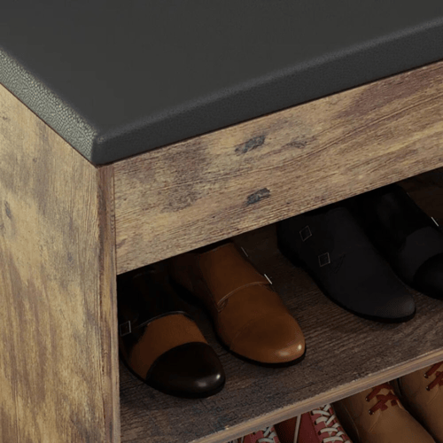 خزانة أحذية خشبية - وسادة مقعد - مساحة تخزين