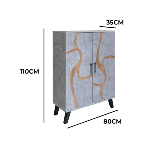 خزانة احذية بابين خشب ماليزي 5 أدوار - رمادي فاتح...