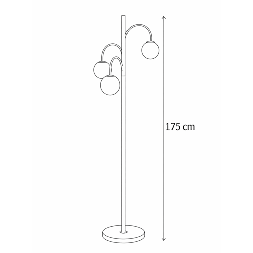 مصباح أرضي أنيق بتصميم عصري، هيكل اسود مع ثلاث كرا...