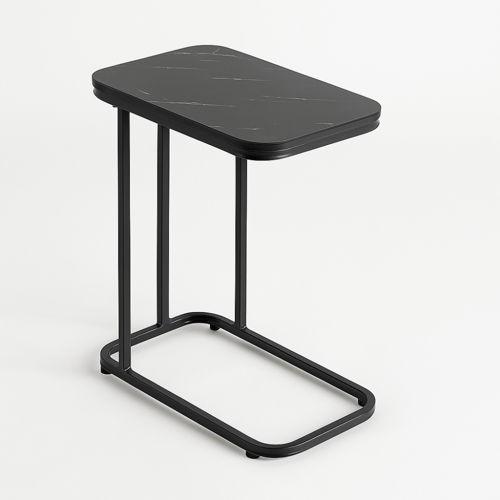طاولة خدمة مفردة - سطح خشب أسود - قواعد معدن
