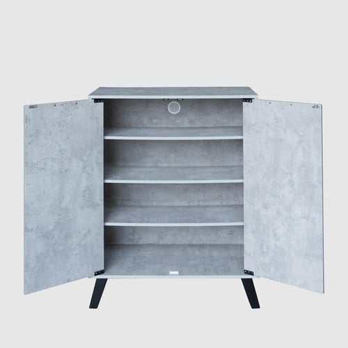 خزانة أحذية بابين خشب ماليزي - رمادي