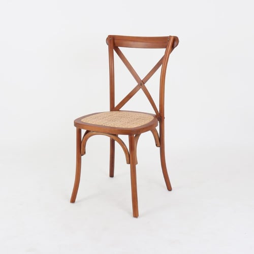 كرسي خشب - قاعدة من الخيزران المنسوج