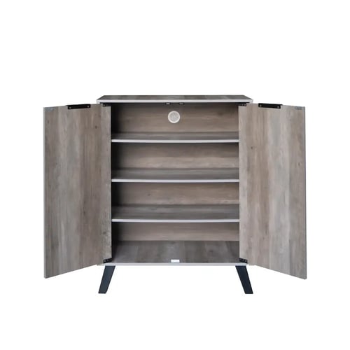 خزانة تنظيم الأحذية 4 مستويات بابين خشب ماليزي