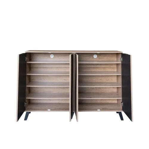 خزانة أحذية 4 أبواب خشب ماليزي 160 سم – لون خشبي م...