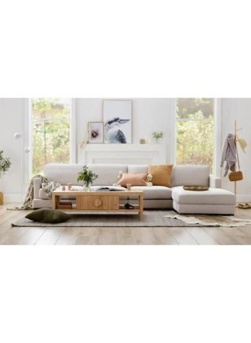 رويال | أريكة كوزي كوف على شكل حرف L - بيج - 350×1...