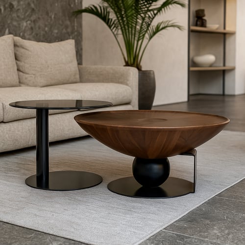 طقم طاولات اوريفا بتصميم فخم يجمع بين الخشب الداكن...