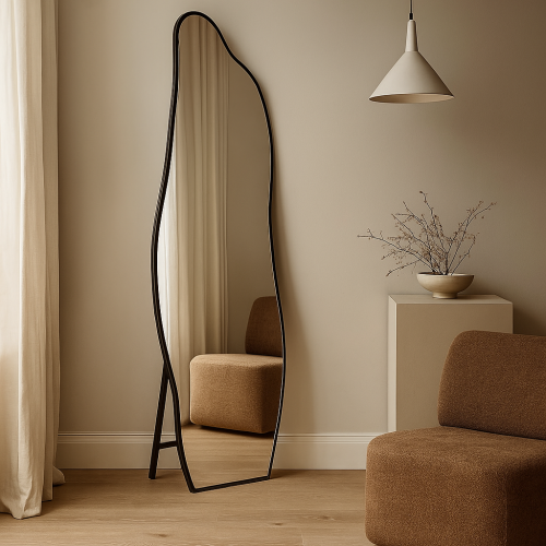 مرايا أرضية فريستا بإطار أسود مودرن