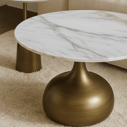 طقم طاولات فاخرة بتصميم رخامي 1+4