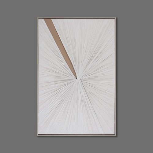 لوحة قماشية تجريدية - لون بيج - إطار خشب