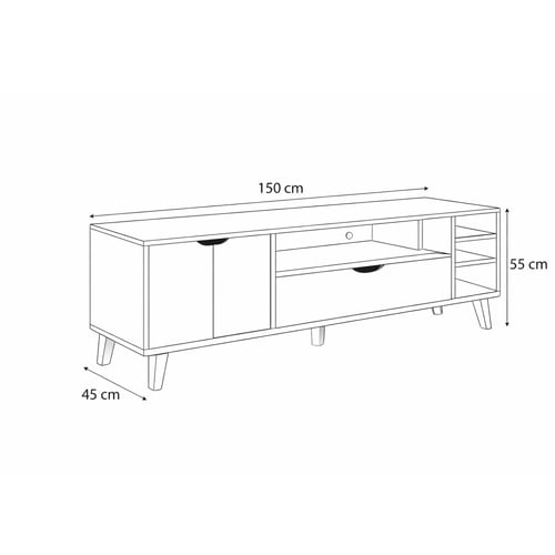 طاولة تلفزيون خشب ماليزي 150 سم لون بيج و أبيض