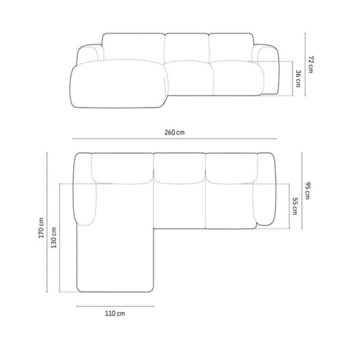 كنبة زاوية مخملية من لمسات بيتي، يسار، 4 مقاعد، 17...