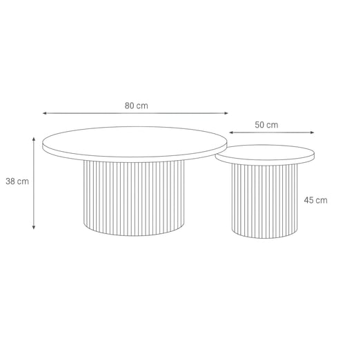 طقم طاولات دائرية بيج خشب بقاعدة خشبية- 2 قطعة