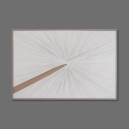 لوحة قماشية تجريدية - لون بيج - إطار خشب