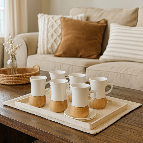 طقم بيالات شاي فاخرة - مزيج الخزف بلمسة راقية