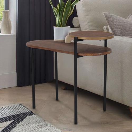 طاولة مفرد - سطح خشبي بحواف معدنية - قواعد معدن