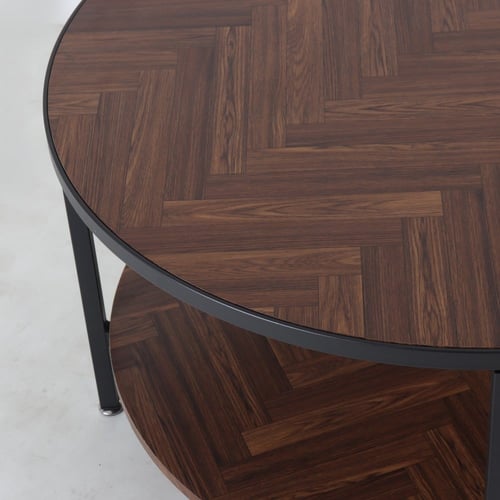 طاولة خدمة حجم وسط - قواعد حواف حديد - سطح خشبي