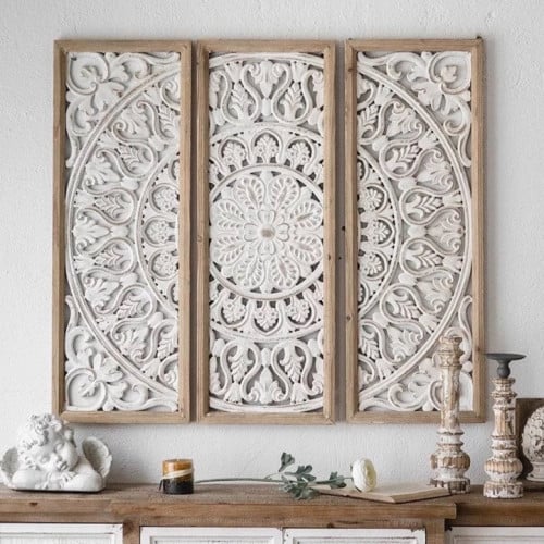 طقم لوحة 3 قطع خشب حفر ريفي